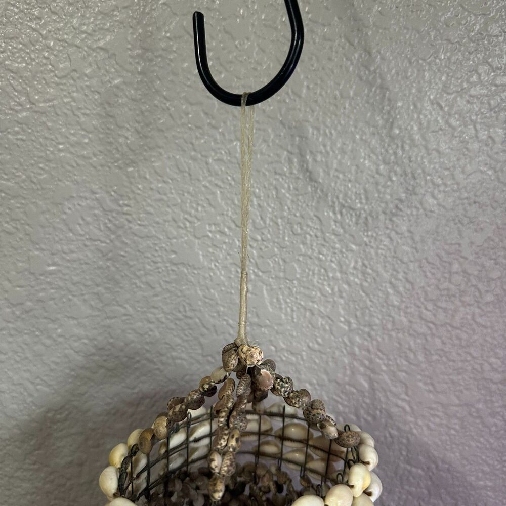 1970's Vintage Sea Shell Hanging Plant Holder Coastal Boho Mobile Chandelier - Picture 2 of 8